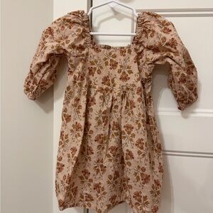 Rylee + Cru Floral Dress in Cream and Brown